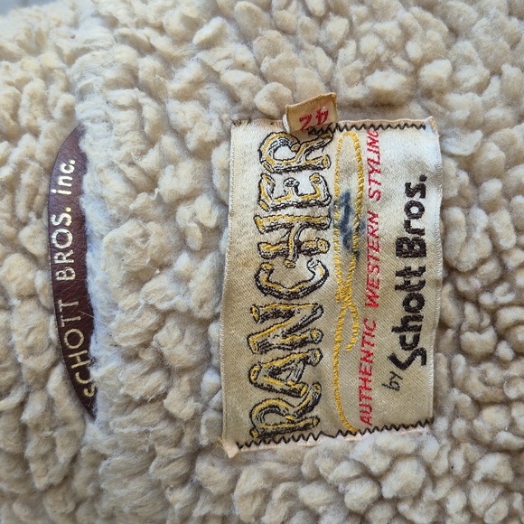 SCHOTT BROS Rancher Shearling Brown Beige Leather Sz 42 XL Mens Western Jacket - Picture 10 of 13